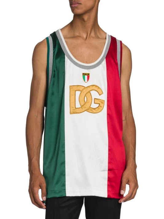 DOLCE&GABBANA Tricolor Satin Logo Jersey For Men 5 DOLCE&GABBANA Tricolor Satin Logo Jersey For Men - Image 3