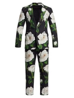 DOLCE&GABBANA 2-Piece Floral Print Cotton Suit For Men