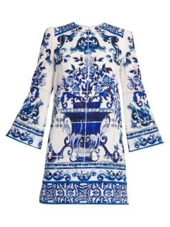 DOLCE&GABBANA Blu Mediterraneo Painterly-Print Minidress