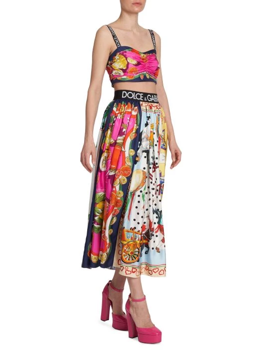 DOLCE&GABBANA Capri Cropped Painterly Silk Top 4 DOLCE&GABBANA Capri Cropped Painterly Silk Top - Image 2