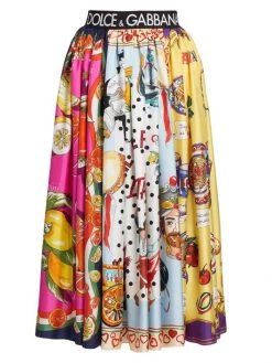 DOLCE&GABBANA Capri Pleated Paneled Midi-Skirt