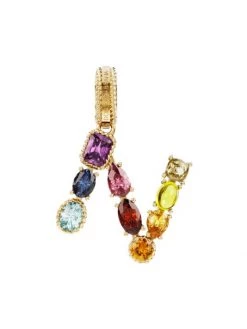 DOLCE&GABBANA Rainbow Alphabet 18K Yellow Gold & Multi Gemstone Initial N Charm