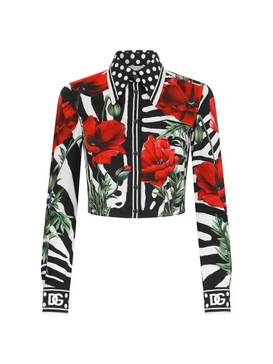 DOLCE&GABBANA Poppy & Zebra-Print Cotton Shirt 3 DOLCE&GABBANA Poppy & Zebra-Print Cotton Shirt
