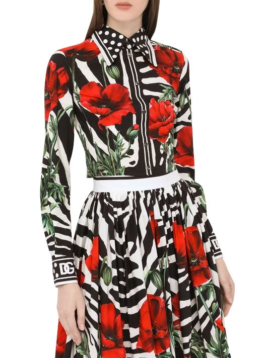 DOLCE&GABBANA Poppy & Zebra-Print Cotton Shirt 6 DOLCE&GABBANA Poppy & Zebra-Print Cotton Shirt - Image 4