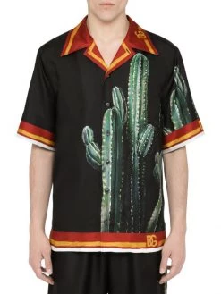 DOLCE&GABBANA Silk Twill Bowling Shirt For Men -Deals DOLCE&GABBANA Store unnamed file 1975