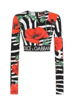 DOLCE&GABBANA Poppy & Zebra-Print Crop Top