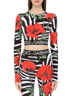 DOLCE&GABBANA Poppy & Zebra-Print Crop Top -Deals DOLCE&GABBANA Store unnamed file 2016