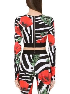 DOLCE&GABBANA Poppy & Zebra-Print Crop Top -Deals DOLCE&GABBANA Store unnamed file 2017
