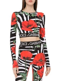 DOLCE&GABBANA Poppy & Zebra-Print Crop Top -Deals DOLCE&GABBANA Store unnamed file 2018
