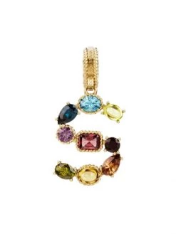 DOLCE&GABBANA Rainbow Alphabet 18K Yellow Gold & Multi Gemstone Initial S Charm