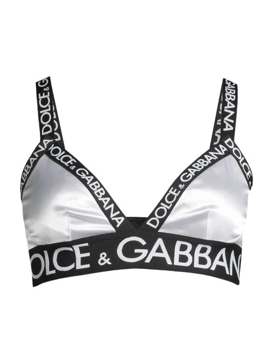 DOLCE&GABBANA Satin Logo Triangle Bra Black 3 DOLCE&GABBANA Satin Logo Triangle Bra Black