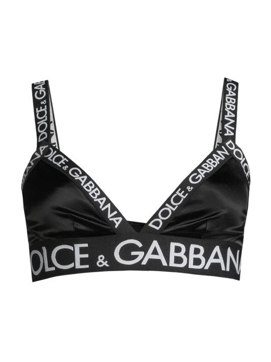 DOLCE&GABBANA Satin Logo Triangle Bra Black 5 DOLCE&GABBANA Satin Logo Triangle Bra Black - Image 3