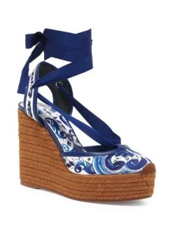 DOLCE&GABBANA Lola Printed Brocade Espadrille Ankle-Wrap Wedges 9 DOLCE&GABBANA Lola Printed Brocade Espadrille Ankle-Wrap Wedges -Deals DOLCE&GABBANA Store unnamed file 2073