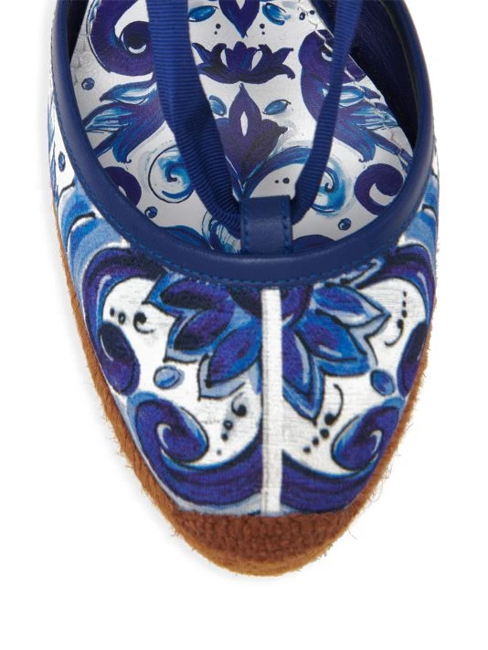 DOLCE&GABBANA Lola Printed Brocade Espadrille Ankle-Wrap Wedges 6 DOLCE&GABBANA Lola Printed Brocade Espadrille Ankle-Wrap Wedges - Image 4