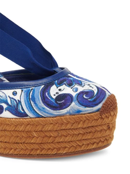 DOLCE&GABBANA Lola Printed Brocade Espadrille Ankle-Wrap Wedges 8 DOLCE&GABBANA Lola Printed Brocade Espadrille Ankle-Wrap Wedges - Image 6