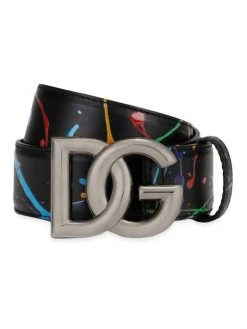 DOLCE&GABBANA Paint-Splatter Leather Logo Belt For Men Black -Deals DOLCE&GABBANA Store unnamed file 2092