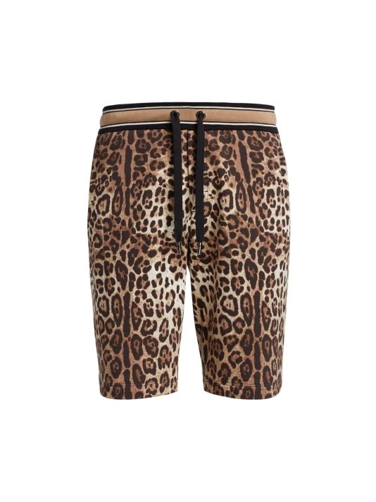 DOLCE&GABBANA Leopard-Print Cotton Jogger Shorts For Men 3 DOLCE&GABBANA Leopard-Print Cotton Jogger Shorts For Men