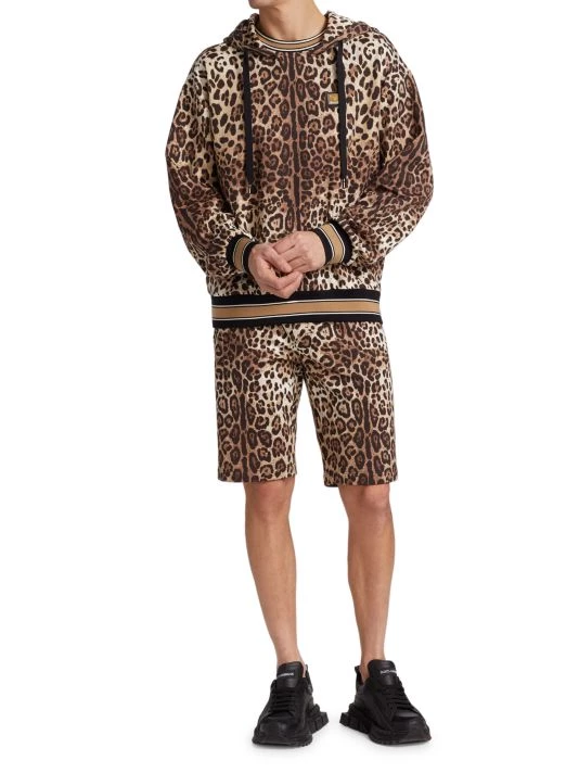 DOLCE&GABBANA Leopard-Print Cotton Jogger Shorts For Men 4 DOLCE&GABBANA Leopard-Print Cotton Jogger Shorts For Men - Image 2