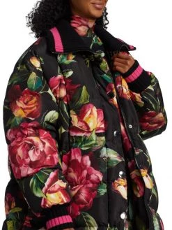 DOLCE&GABBANA Long Quilted Hooded Floral Jacket -Deals DOLCE&GABBANA Store unnamed file 2163