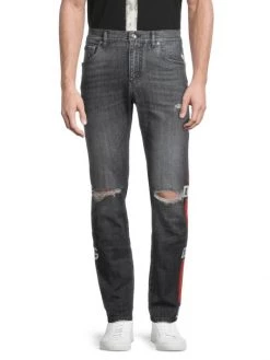DOLCE&GABBANA Logo Ripped Stretch Slim Jeans For Men -Deals DOLCE&GABBANA Store unnamed file 2174