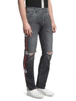 DOLCE&GABBANA Logo Ripped Stretch Slim Jeans For Men -Deals DOLCE&GABBANA Store unnamed file 2175