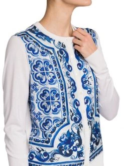 DOLCE&GABBANA Printed Silk Cardigan. 18 Gauge. -Deals DOLCE&GABBANA Store unnamed file 2201