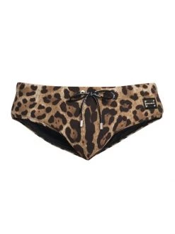 DOLCE&GABBANA Leopard Print Swim Bottoms For Men