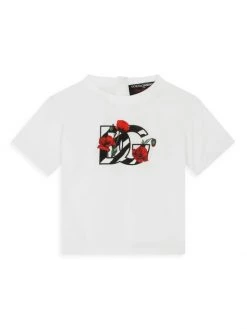 DOLCE&GABBANA Baby Girl's Bianco Logo Jersey T-Shirt For Kids