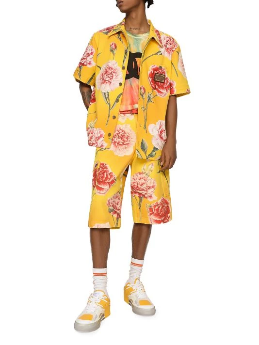 DOLCE&GABBANA Logo Plaque Floral Denim Shirt For Men 4 DOLCE&GABBANA Logo Plaque Floral Denim Shirt For Men - Image 2