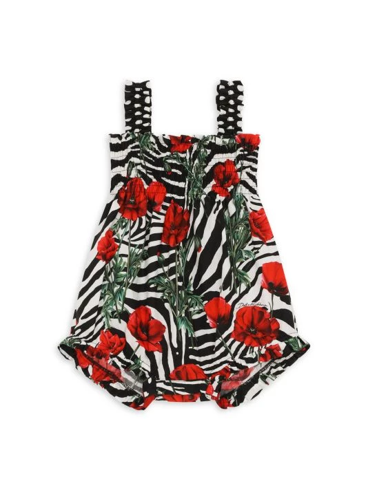 DOLCE&GABBANA Baby Girl's Papaveri Cotton Romper For Kids 3 DOLCE&GABBANA Baby Girl's Papaveri Cotton Romper For Kids