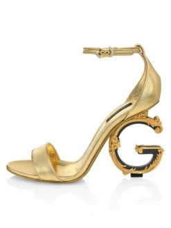 DOLCE&GABBANA Sculpted-Heel Metallic Leather Sandals -Deals DOLCE&GABBANA Store unnamed file 23