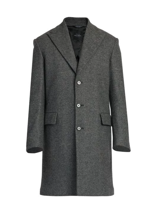 DOLCE&GABBANA Wool Herringbone Overcoat For Men 3 DOLCE&GABBANA Wool Herringbone Overcoat For Men