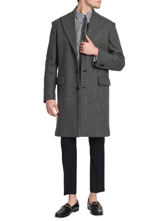DOLCE&GABBANA Wool Herringbone Overcoat For Men 4 DOLCE&GABBANA Wool Herringbone Overcoat For Men - Image 2