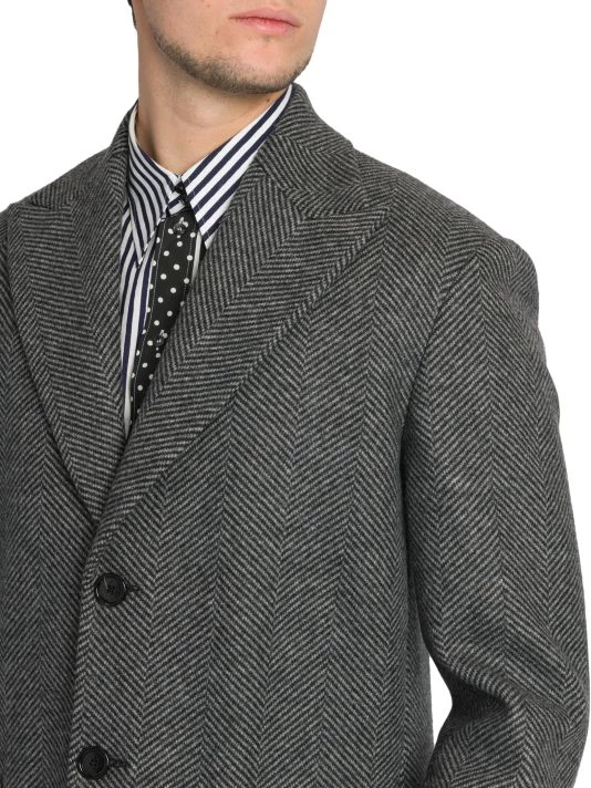 DOLCE&GABBANA Wool Herringbone Overcoat For Men 8 DOLCE&GABBANA Wool Herringbone Overcoat For Men - Image 6