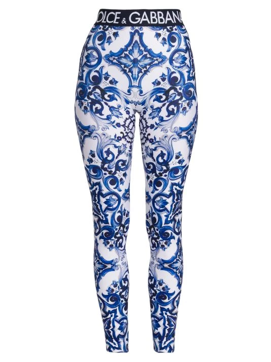 DOLCE&GABBANA Blu Mediterraneo Painterly Logo Leggings 3 DOLCE&GABBANA Blu Mediterraneo Painterly Logo Leggings