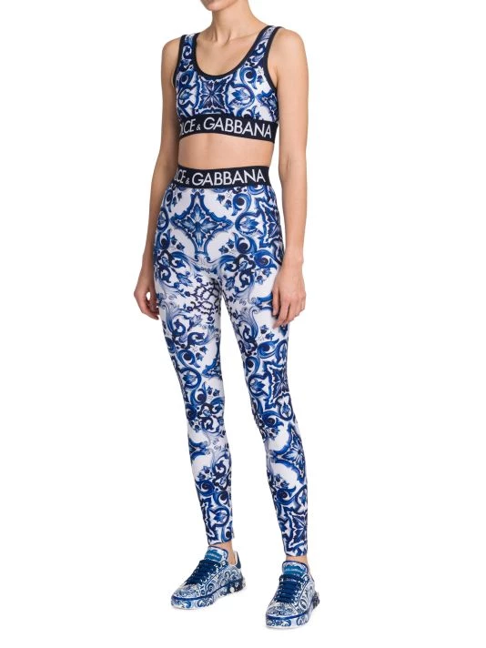 DOLCE&GABBANA Blu Mediterraneo Painterly Logo Leggings 4 DOLCE&GABBANA Blu Mediterraneo Painterly Logo Leggings - Image 2