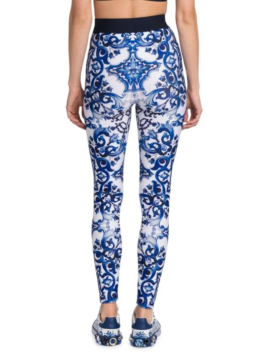 DOLCE&GABBANA Blu Mediterraneo Painterly Logo Leggings 7 DOLCE&GABBANA Blu Mediterraneo Painterly Logo Leggings - Image 5