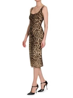 DOLCE&GABBANA Silk-Blend Leopard-Print Sheath Dress -Deals DOLCE&GABBANA Store unnamed file 234