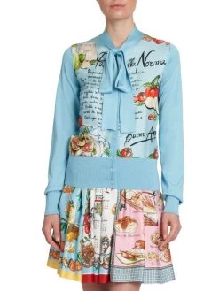DOLCE&GABBANA Capri Printed Tie-Neck Cardigan -Deals DOLCE&GABBANA Store unnamed file 2350