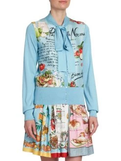 DOLCE&GABBANA Capri Printed Tie-Neck Cardigan -Deals DOLCE&GABBANA Store unnamed file 2351