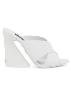 DOLCE&GABBANA Elegant Leather Mules Bianco