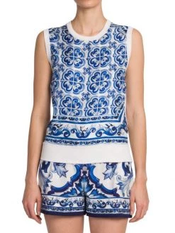 DOLCE&GABBANA Blu Mediterraneo Sleeveless Painterly Top -Deals DOLCE&GABBANA Store unnamed file 2401