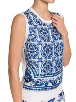 DOLCE&GABBANA Blu Mediterraneo Sleeveless Painterly Top -Deals DOLCE&GABBANA Store unnamed file 2404