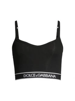 DOLCE&GABBANA Logo Band Crop Top Bianco Ottico