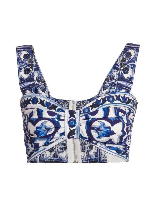DOLCE&GABBANA Blu Mediterraneo Cropped Sleeveless Painterly Top 3 DOLCE&GABBANA Blu Mediterraneo Cropped Sleeveless Painterly Top