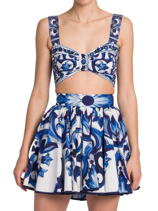 DOLCE&GABBANA Blu Mediterraneo Cropped Sleeveless Painterly Top 5 DOLCE&GABBANA Blu Mediterraneo Cropped Sleeveless Painterly Top - Image 3