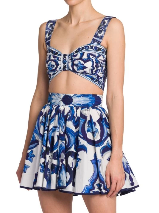 DOLCE&GABBANA Blu Mediterraneo Cropped Sleeveless Painterly Top 6 DOLCE&GABBANA Blu Mediterraneo Cropped Sleeveless Painterly Top - Image 4