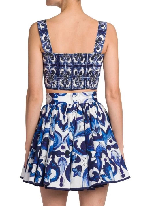 DOLCE&GABBANA Blu Mediterraneo Cropped Sleeveless Painterly Top 7 DOLCE&GABBANA Blu Mediterraneo Cropped Sleeveless Painterly Top - Image 5