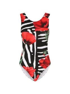 DOLCE&GABBANA Poppy & Zebra-Print One-Piece Swimsuit