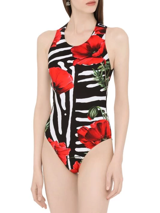 DOLCE&GABBANA Poppy & Zebra-Print One-Piece Swimsuit 6 DOLCE&GABBANA Poppy & Zebra-Print One-Piece Swimsuit - Image 4